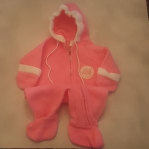 Vintage 70s Pink Fuzzy Footie One Piece w/Zipper